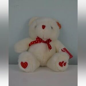 TB Trading Co Teddy Bear Plush Stuffed Animal White Red Hearts Bow Walmart 9"